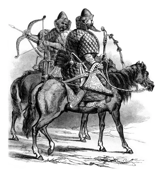 Cavalieri Moscoviti Nel Xvi Secolo Illustrazione Incisa Epoca Magasin Pittoresque — Foto Stock