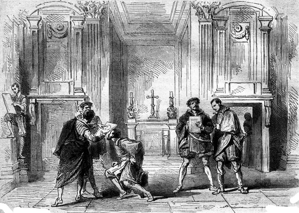 Young Artists Funeral Chapel Medici Louvre Museum Vintage Engraved Illustration — Stock Photo, Image