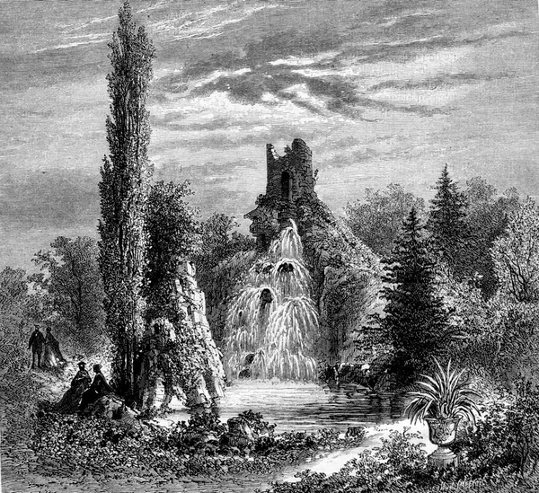 Wystawa Uniwersalna 1867 Zbiornik Wodę Ilustracja Grawerowana Vintage Pittoresque 1867 — Zdjęcie stockowe