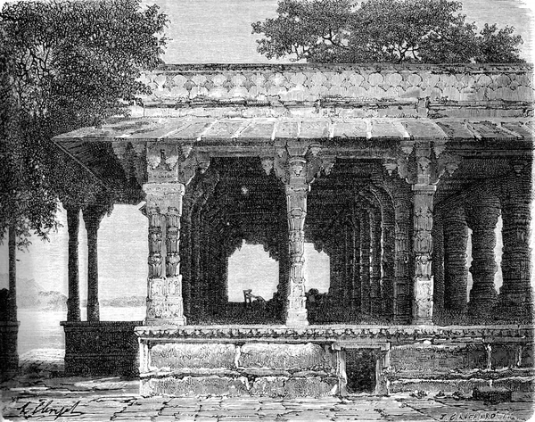 Sahibkana Het Eiland Jag Mandir Udaipur Vintage Gegraveerde Illustratie Tour — Stockfoto