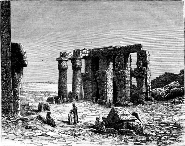 Ruiner Ramesseum Thebe Vintage Graverad Illustration Magasin Pittoresque 1873 — Stockfoto