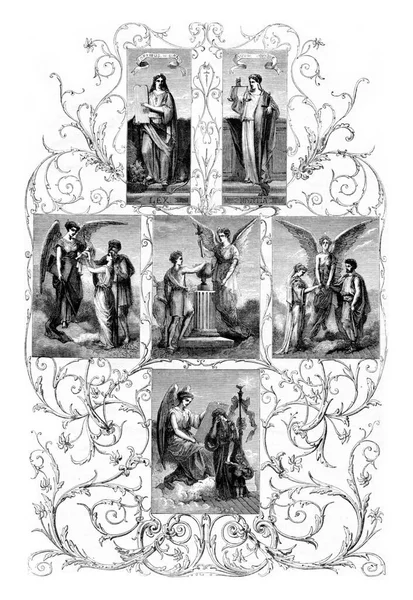 Відзнака Зала Ратуші Арпайону Вінтажна Гравюра Магасін Піттореск 1873 — стокове фото