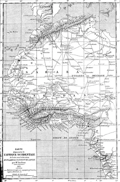 Mapa Części Afryki Zachodniej Vintage Ryte Ilustracji Tour Monde Dziennik — Zdjęcie stockowe