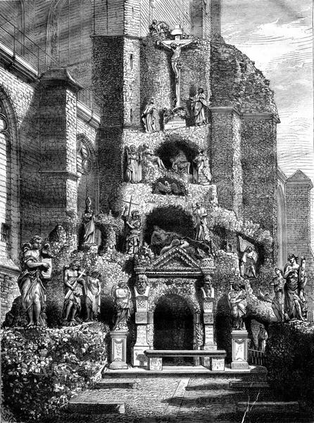 Голгофская Церковь Святого Павла Антверпене Винтажная Гравированная Иллюстрация Магазин Питтореске — стоковое фото