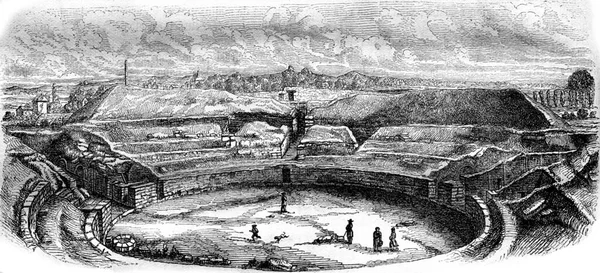 Arena Senlis Ich Obecnym Stanie Vintage Grawerowane Ilustracji Pittoresque 1876 — Zdjęcie stockowe