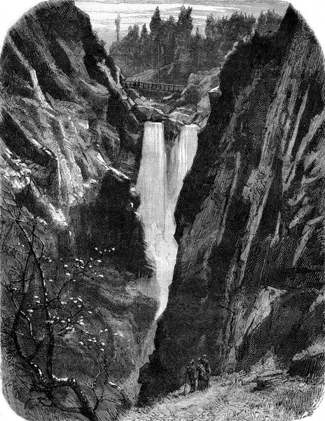 Aare Handeck Zwitserland Vintage Gegraveerde Illustratie Magasin Pittoresk 1876 — Stockfoto