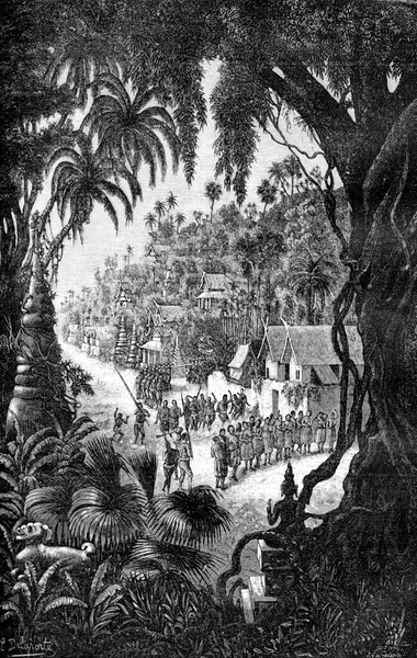 Ferienzeit Luang Prabang Gravierte Illustration Tour Monde Reisetagebuch 1872 — Stockfoto