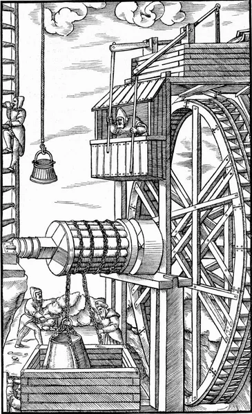 Máquina Extração Acionada Por Força Hidráulica Uma Mina Ilustração Gravada — Fotografia de Stock