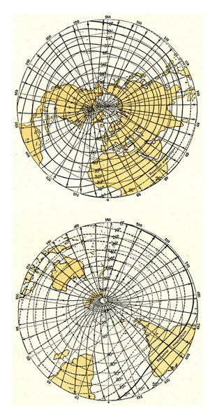 Meridiane Magnetice Izocline Sau Linii Înclinație Magnetică Egală Ilustrație Gravată — Fotografie, imagine de stoc