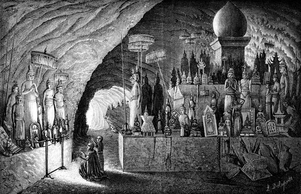 뒤에서 바라본 동굴의 스러운 Tour Monde Travel Journal 1872 — 스톡 사진