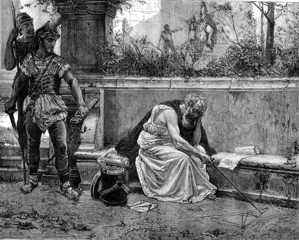 Смерть Архімеда Вінтажна Гравюра Magasin Pittoresque 1877 — стокове фото