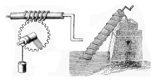 Inventor Del Espejo Ardiente Tornillo Agua Gusano Ilustración Grabada Vintage — Foto de Stock