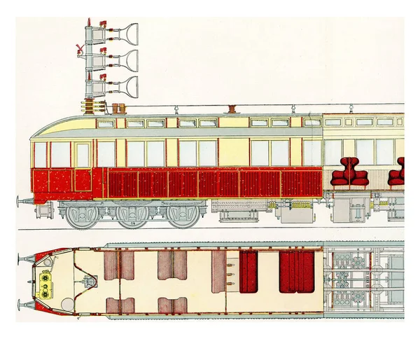 Seção Carro Motor Rápido Teste Ferroviário Marienfelde Zossen Ilustração Gravada — Fotografia de Stock