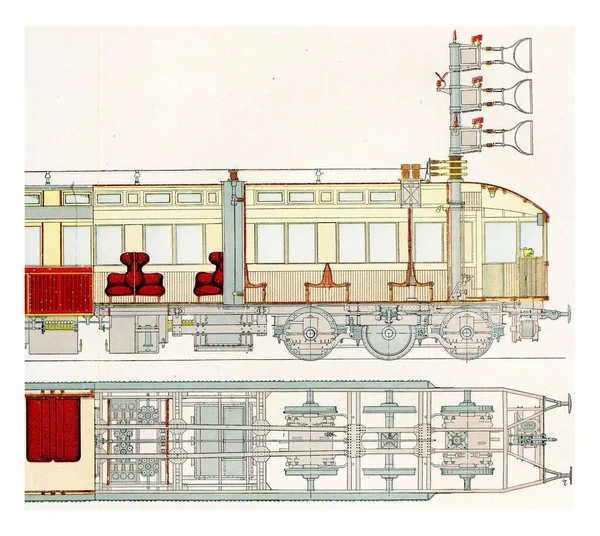 Seção Carro Motor Rápido Teste Ferroviário Marienfelde Zossen Ilustração Gravada — Fotografia de Stock