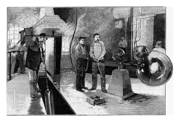 Foukání Skla Retro Rytá Ilustrace Vesmíru Lidskosti 1910 — Stock fotografie