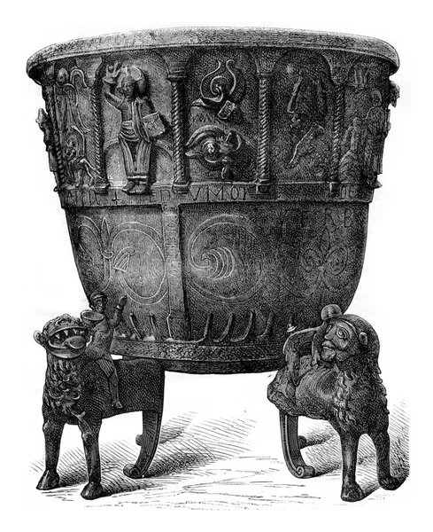 Baptismal Font Copper Cast Iron 1149 Vintage Engraved Illustration Magasin — Stock Photo, Image