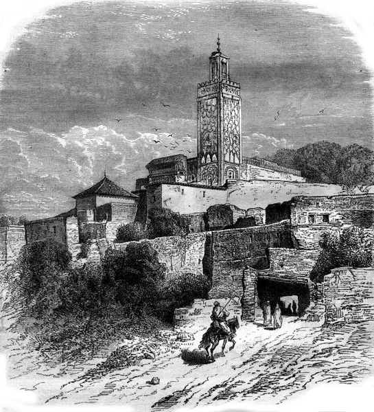 Деревня Сиди Медина Алжир Старинная Гравированная Иллюстрация Магазин Питтореске 1880 — стоковое фото