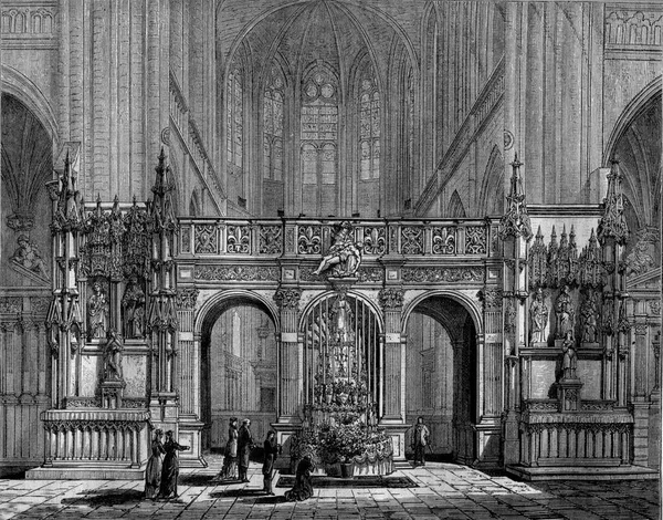 Rood Screen Church Saint Florentin Yonne Vintage Graved Illustrations 1880 — 스톡 사진