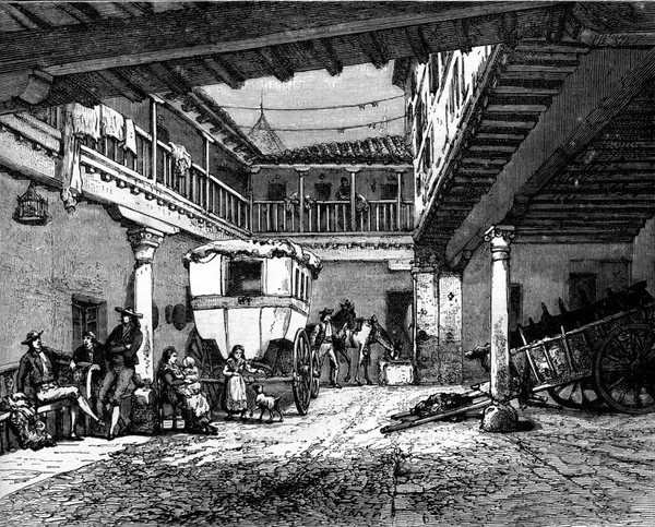Auberge Sangre Toledo Eski Oyma Resimler Magasin Pittoresk 1880 — Stok fotoğraf