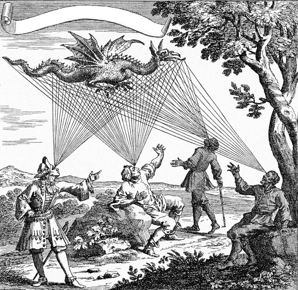Dragon Seen Different Visual Angles Vintage Engraved Illustration Universe Humanity — Stock Photo, Image