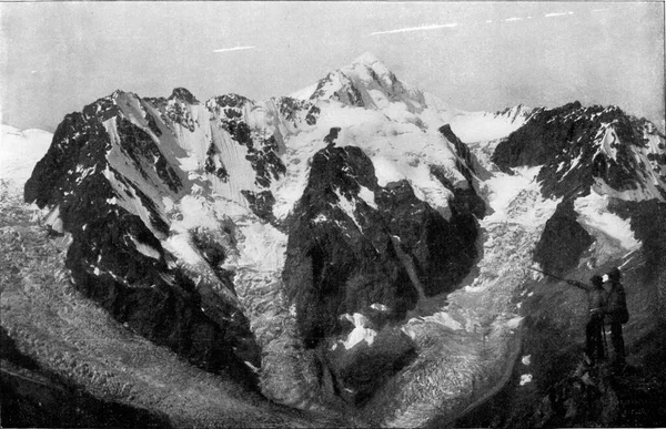 Glaciar Burdjula Cáucaso Ilustração Gravada Vintage Universo Humanidade 1910 — Fotografia de Stock