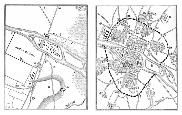 Paris Gallo Romen Haritası Eski Oyma Resimler Kelime Eşyaların Sözlüğü — Stok fotoğraf