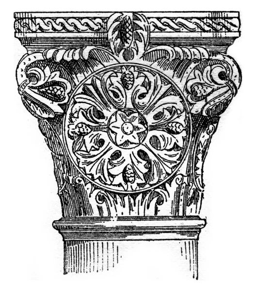 Stolica Rzymu Xii Wieku Opactwo Vezelay Vintage Grawerowane Ilustracji Słownik — Zdjęcie stockowe