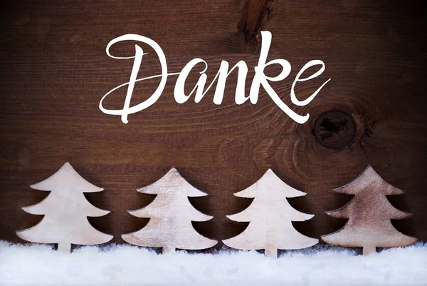 Deutsche Kalligraphie Bedeutet Danke White Wooden Tree Auf Schnee Mit — Stockfoto