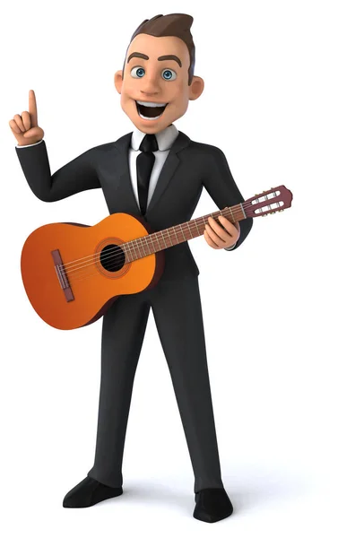 Fun Businessman Guitar Isolated White — Stock Photo, Image