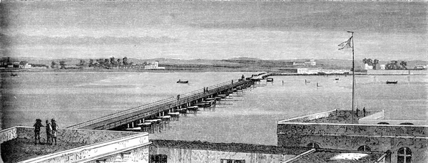 Most Sortujący Louis Ryta Ilustracja Tour Monde Dziennik Podróży 1872 — Zdjęcie stockowe