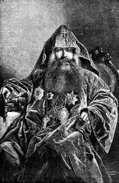 アゾフ海の近くにあるトラヒチェヴァンのアルメニア総主教は ヴィンテージの彫刻のイラストを描いた Tour Monde Travel Journal 1872年 — ストック写真