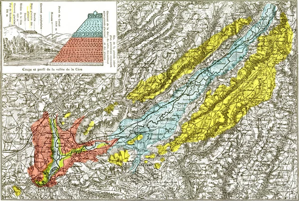 Geologische Karte Des Thalweges Des Mittleren Cere Tals Jahrgangszeichnung Aus — Stockfoto