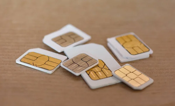 Πολλές Μίνι Κάρτες Micro Και Nano Sim Για Κινητό Τηλέφωνο — Φωτογραφία Αρχείου