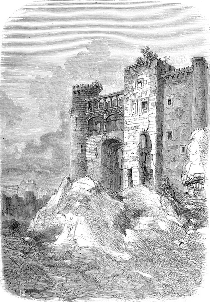 アルバ公爵の元宮殿 アルバ トルメス ヴィンテージ彫刻のイラスト Tour Monde Travel Journal 1872年 — ストック写真