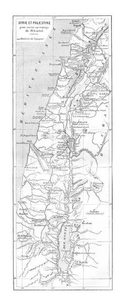 Mapa Síria Palestina Ilustração Gravada Vintage Tour Monde Travel Journal — Fotografia de Stock
