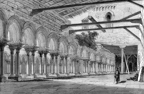 Claustro Del Monasterio Las Huelgas Cerca Burgos Ilustración Grabada Vintage —  Fotos de Stock