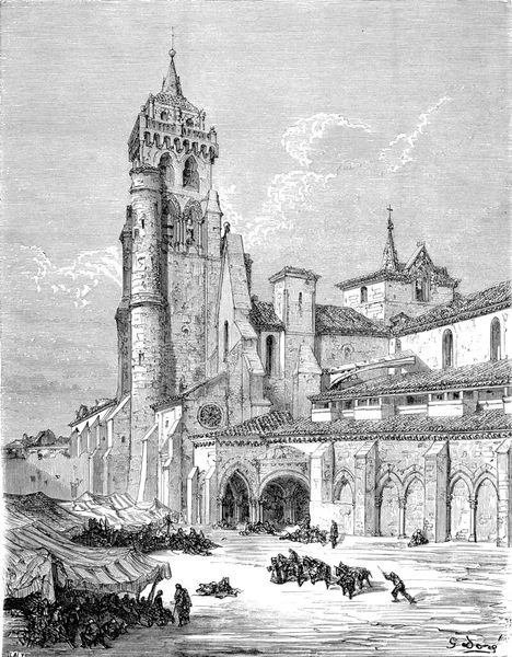 Monastery Las Huelgas Burgos Vintage Engraved Illustration Tour Monde Travel — Stock Photo, Image