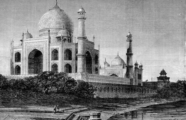 Στρατηγός Είδε Taj Mahal Agra Vintage Χαρακτική Απεικόνιση Tour Monde — Φωτογραφία Αρχείου