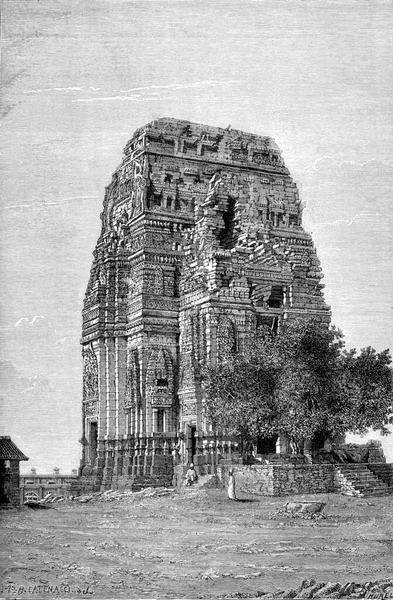 Gwalorの要塞のVihara寺院 ヴィンテージの刻まれたイラスト Tour Monde Travel Journal 1872年 — ストック写真