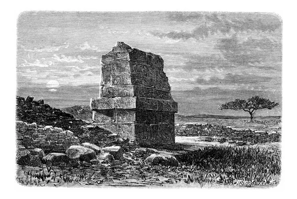 Tomb King Hiram Tyre Lebanon Vintage Engraved Illustration Tour Monde — Stock Photo, Image