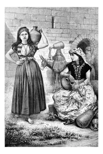 Hiram Wells Tyrus Libanon Toont Tyrische Vrouwen Met Kruiken Water — Stockfoto