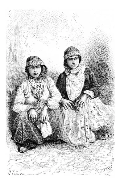 Young Women Jisch Valley Vintage Engraved Illustration Tour Monde Travel — Stock Photo, Image