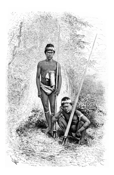 Orang Orang Indian Dari Kota San Miguel Amazonas Brasil Bertugas — Stok Foto