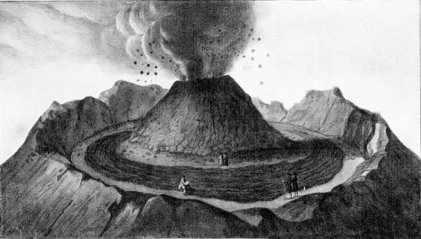 Crater Vesuvius Great Eruption Year 1767 Vintage Engraved Illustration Universe — Stock Photo, Image