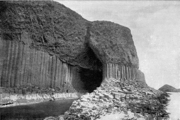 Colonnes Basalte Entrée Fingal Cave Île Écossaise Staffa Illustration Gravée — Photo