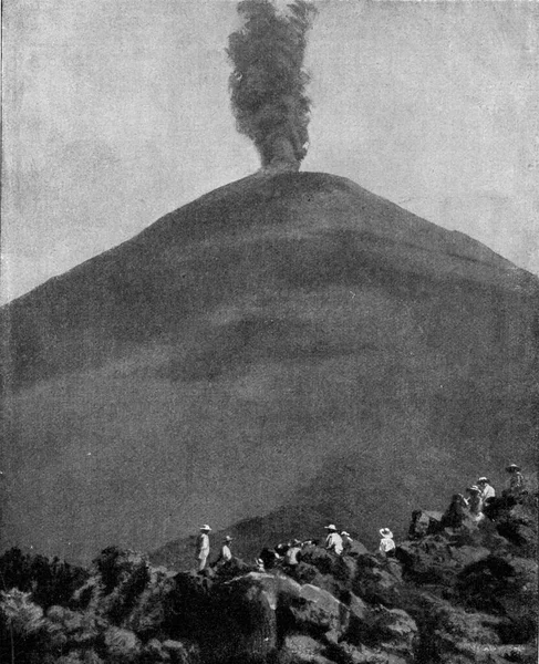 Izalco Volcano Salvador Increased 800 Meters 100 Years Vintage Engraved — Stock Photo, Image