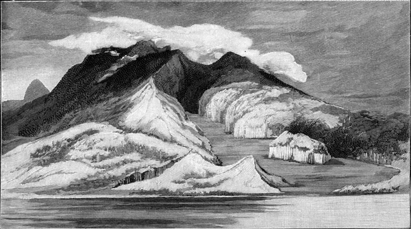 Mount Pelee Island Martinique Eruption May 1902 Vintage Engraved Illustration — Stock Photo, Image