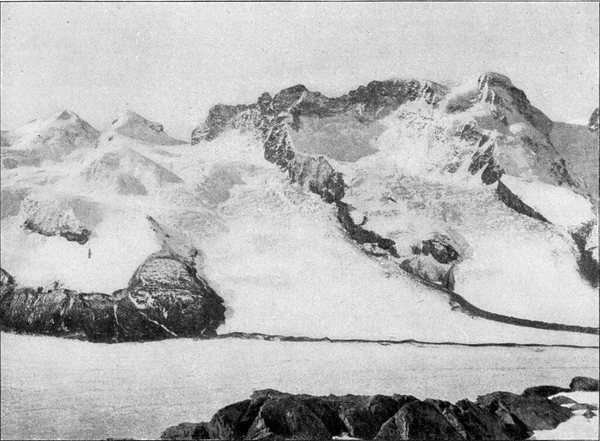 Den Breithorn Glacier Sett Utifrån Gornergrat Vintage Graverad Illustration Från — Stockfoto