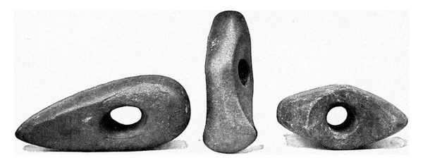最近の石器時代のフラット軸 ヴィンテージ刻まれたイラスト 1910年宇宙と人類から — ストック写真