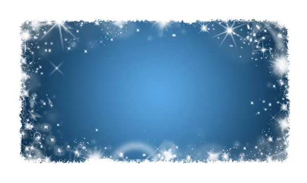 Fondo Navideño Color Azul Con Copos Nieve Blancos Estrellas — Foto de Stock